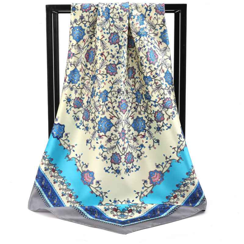 Women’s Silk-Like Satin Printed Scarf – Elegant Lightweight Fashion Accessory