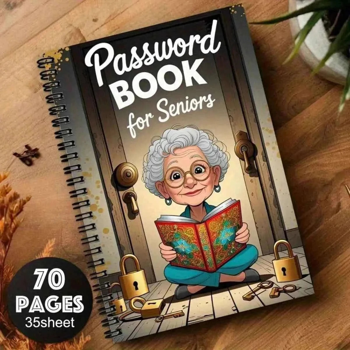 Cartoon Password Notebook 70 Pages Lock Security Organizer Ideal Holiday Gift Elderly Planner Writing Journal