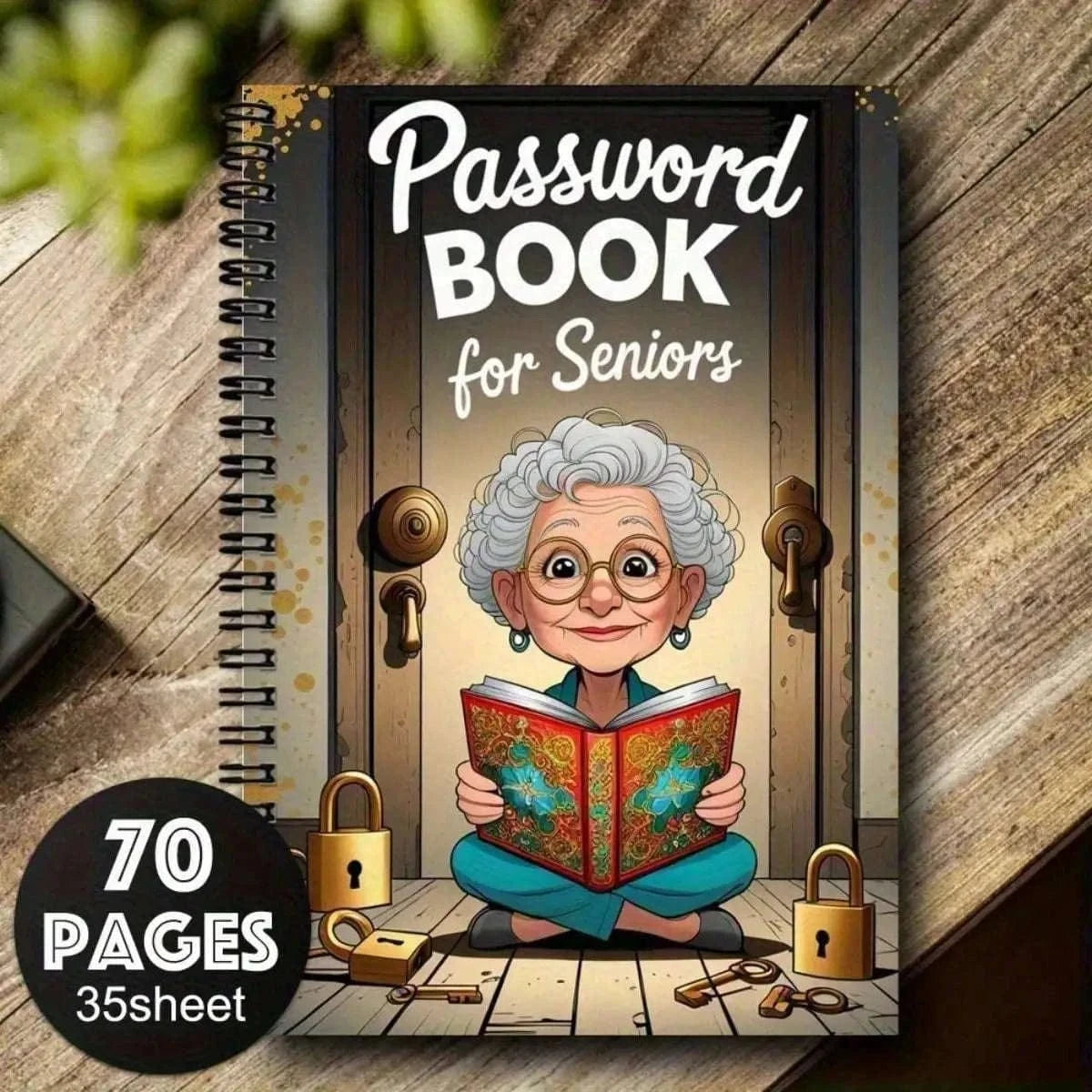 Cartoon Password Notebook 70 Pages Lock Security Organizer Ideal Holiday Gift Elderly Planner Writing Journal Namahfad