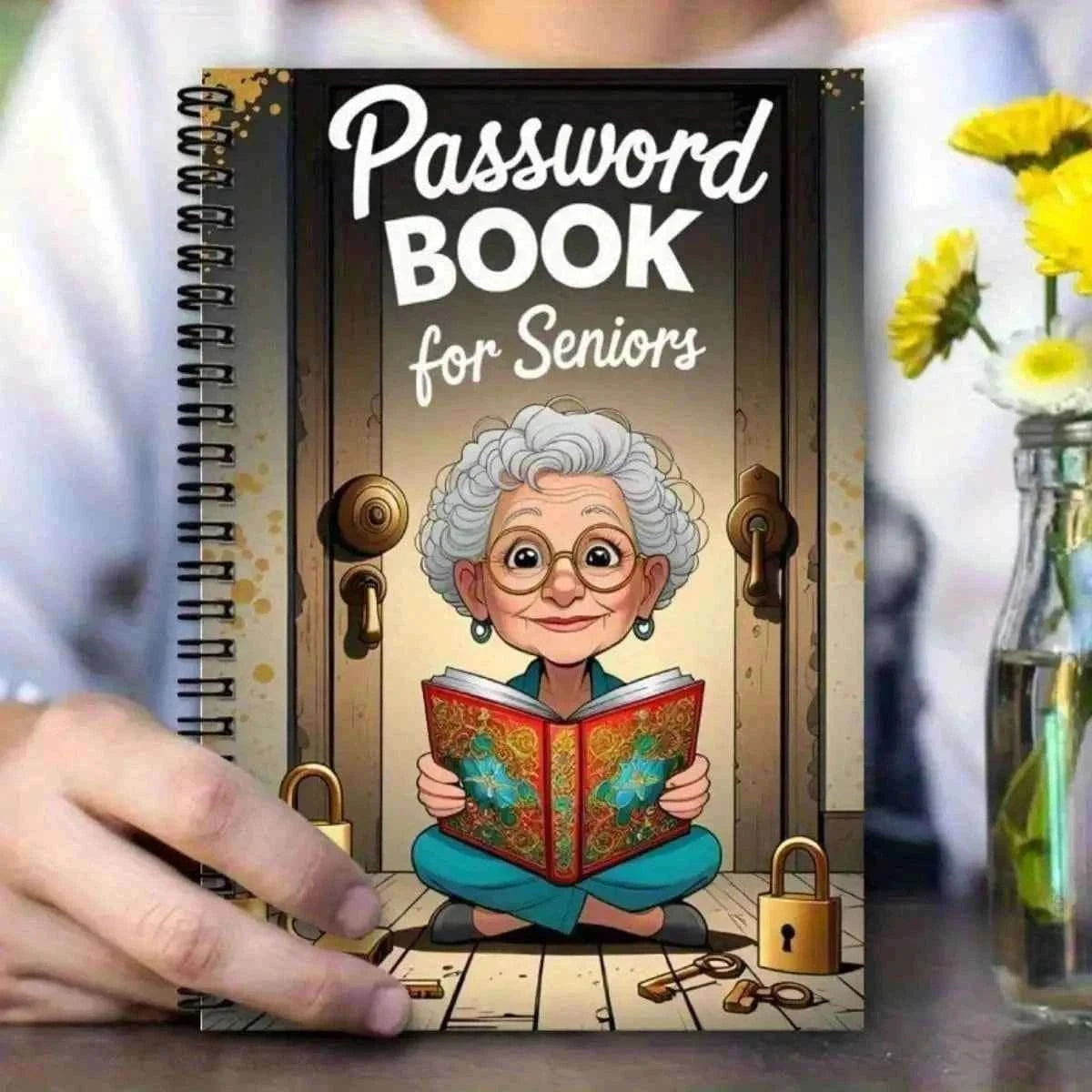 Cartoon Password Notebook 70 Pages Lock Security Organizer Ideal Holiday Gift Elderly Planner Writing Journal