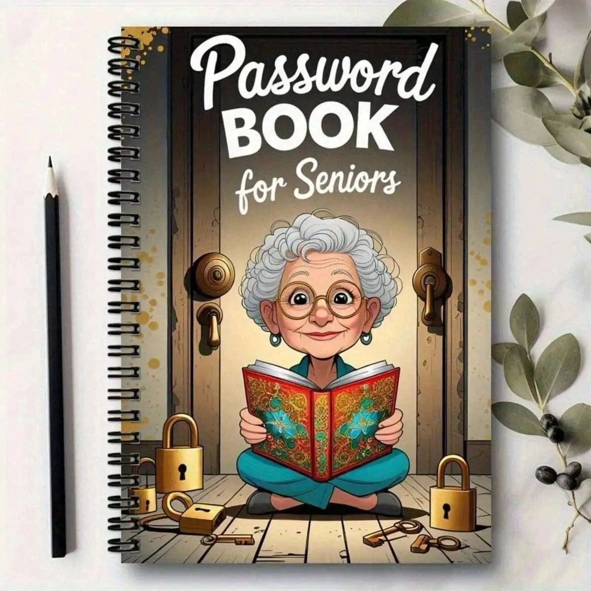 Cartoon Password Notebook 70 Pages Lock Security Organizer Ideal Holiday Gift Elderly Planner Writing Journal Namahfad