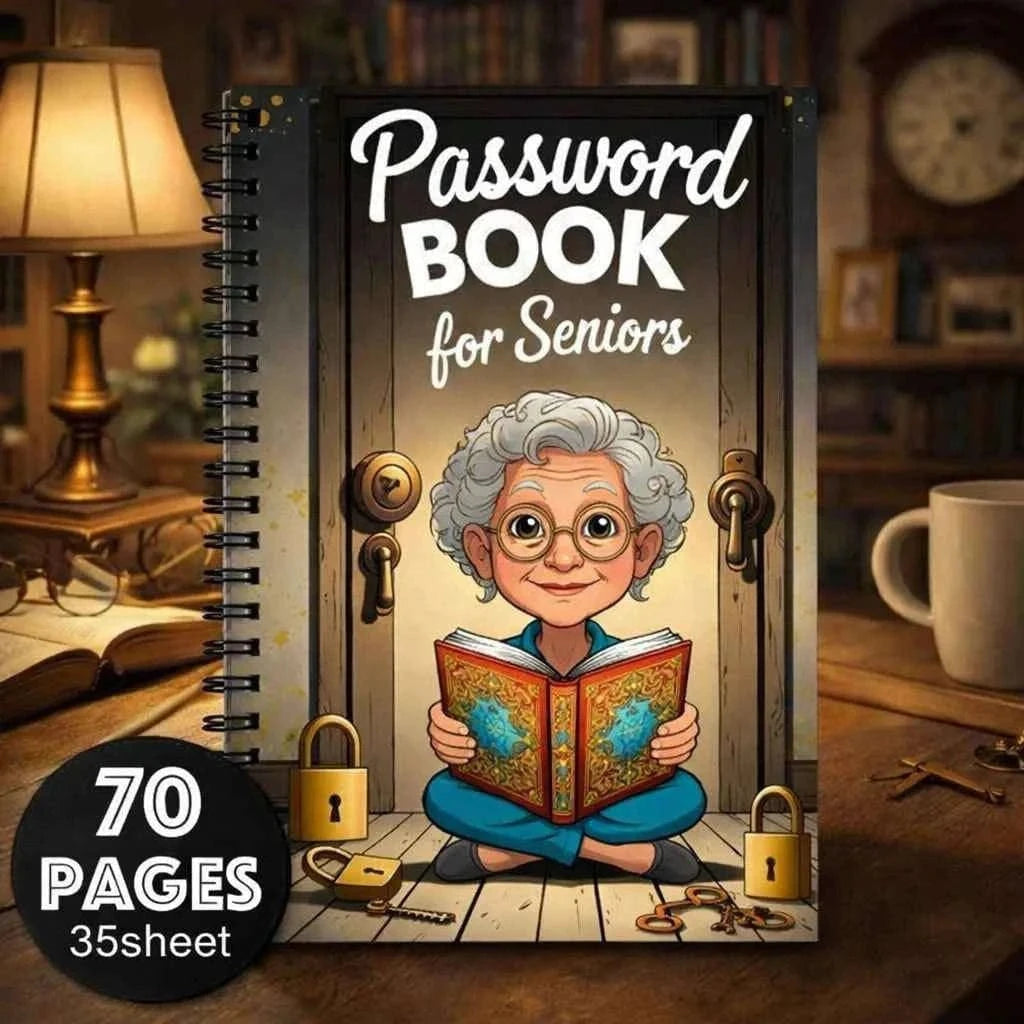Cartoon Password Notebook 70 Pages Lock Security Organizer Ideal Holiday Gift Elderly Planner Writing Journal