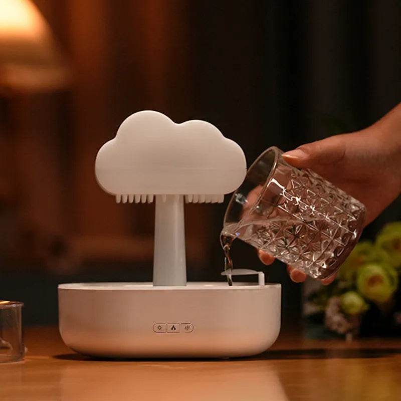 Rain Cloud Night Light Humidifier With Raining Water Drop Sound And 7 Color Led Light Essential Oil Diffuser Aromatherapy - NamafadStore