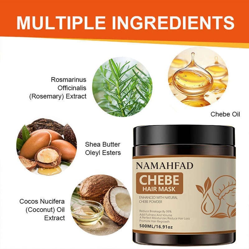 Application of Namahfad Chebe Hair Mask onto hair strands with fingers.  