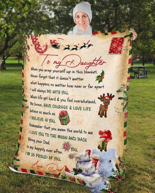 Christmas Gift Envelope Flannel Blanket – Digital Printed Cozy Throw