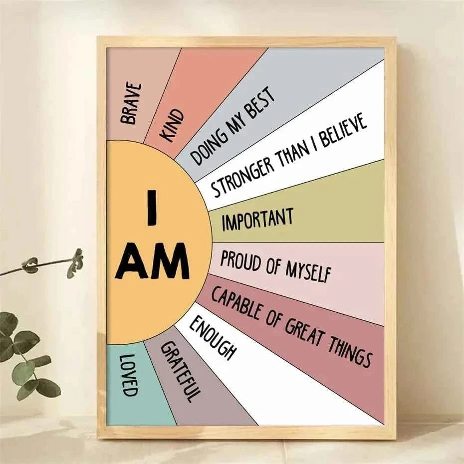 Inspirational Educational Sun Colorful Positive Affirmation Quotes Boho Style Poster Children's Room Home Decor Canvas Painting