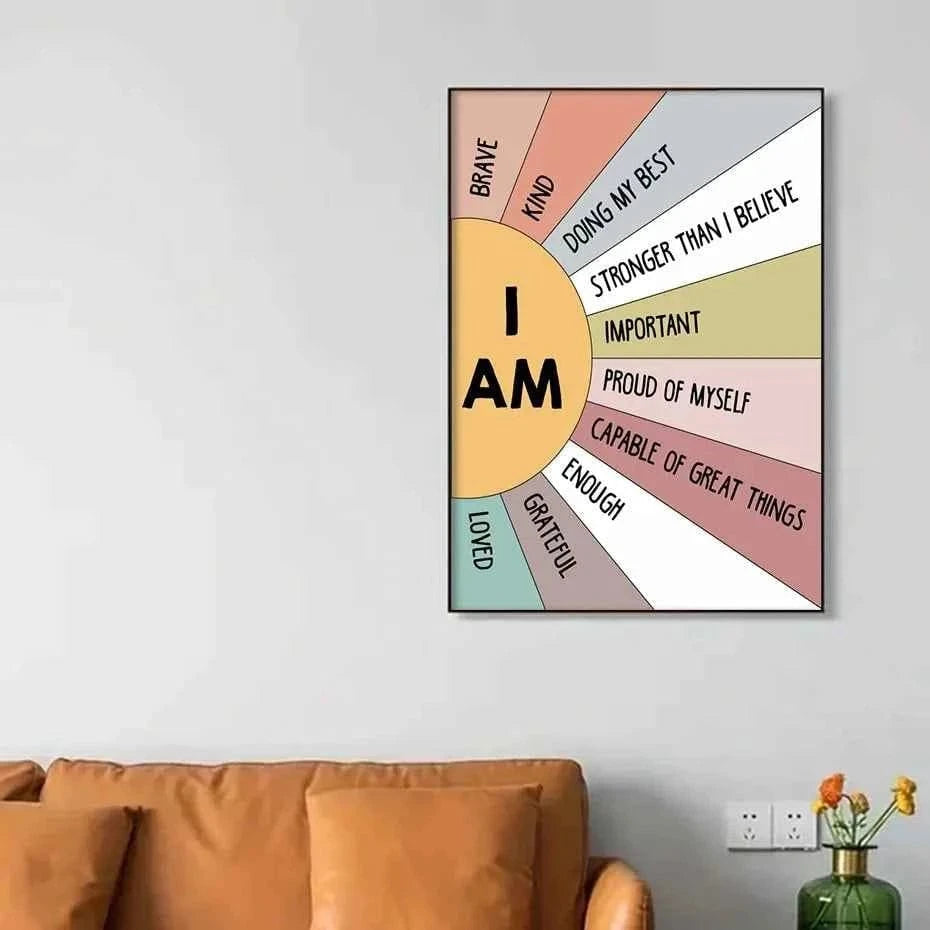 Inspirational Educational Sun Colorful Positive Affirmation Quotes Boho Style Poster Children's Room Home Decor Canvas Painting