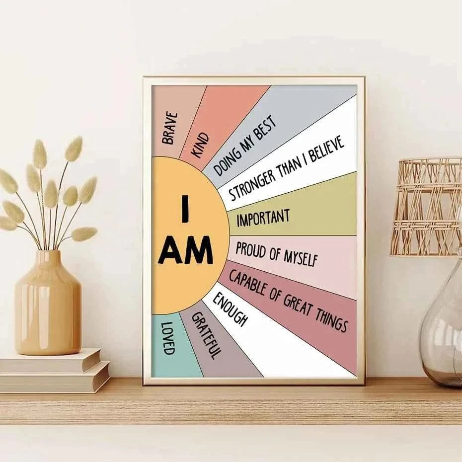 Inspirational Educational Sun Colorful Positive Affirmation Quotes Boho Style Poster Children's Room Home Decor Canvas Painting