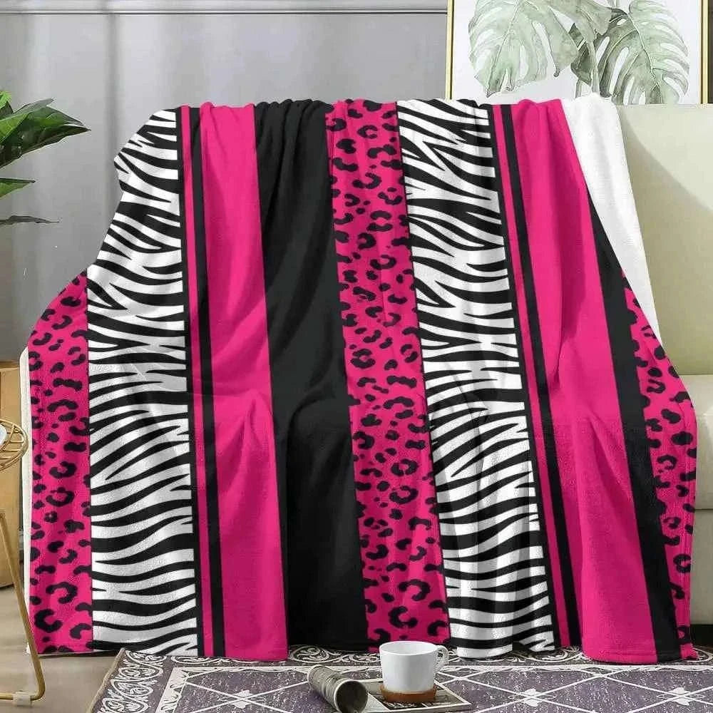 Pink Leopard Print Throw Soft Flannel Throw Summer Blanket Lightweight Cozy Nap Blanket for Sofa Bed Travel