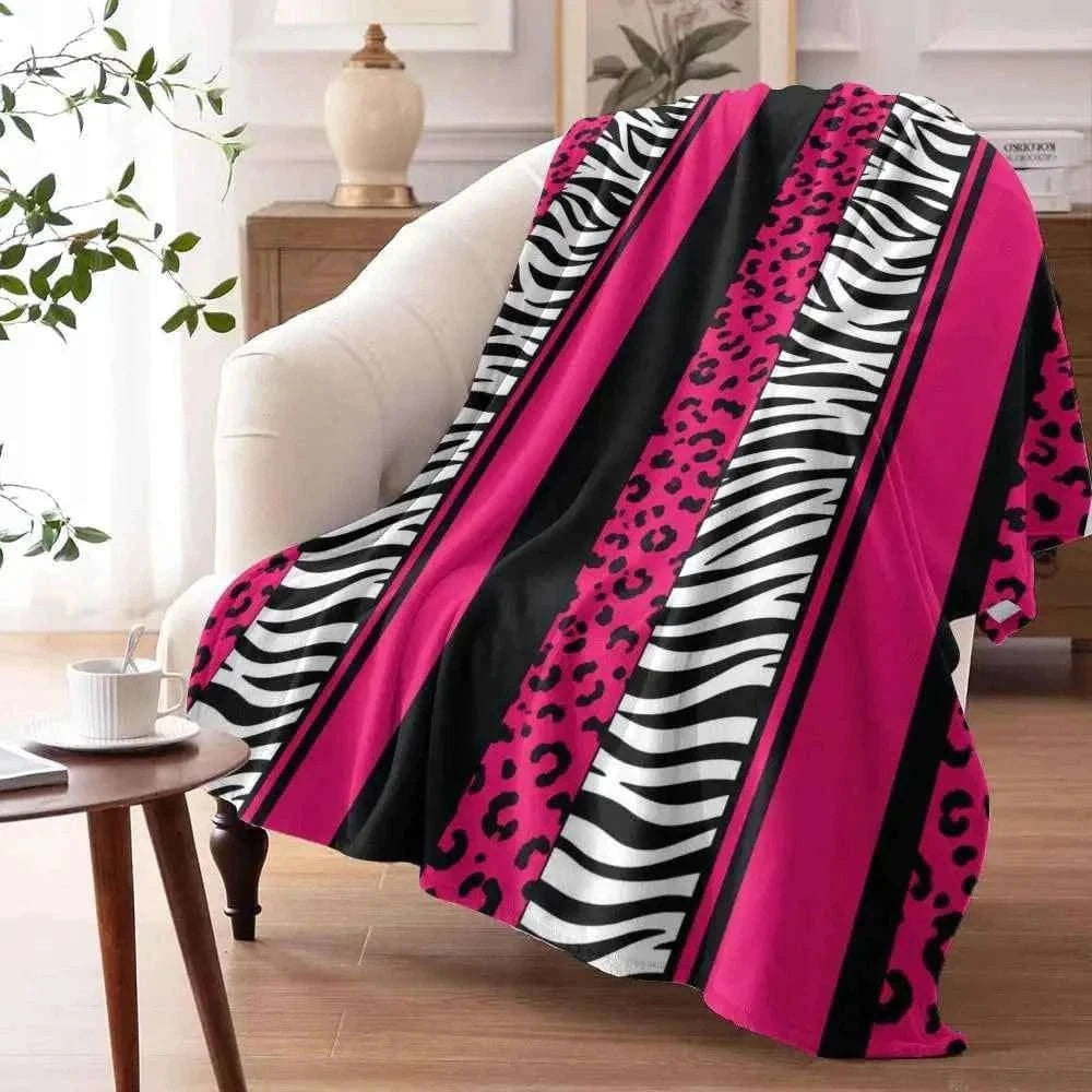 Pink Leopard Print Throw Soft Flannel Throw Summer Blanket Lightweight Cozy Nap Blanket for Sofa Bed Travel