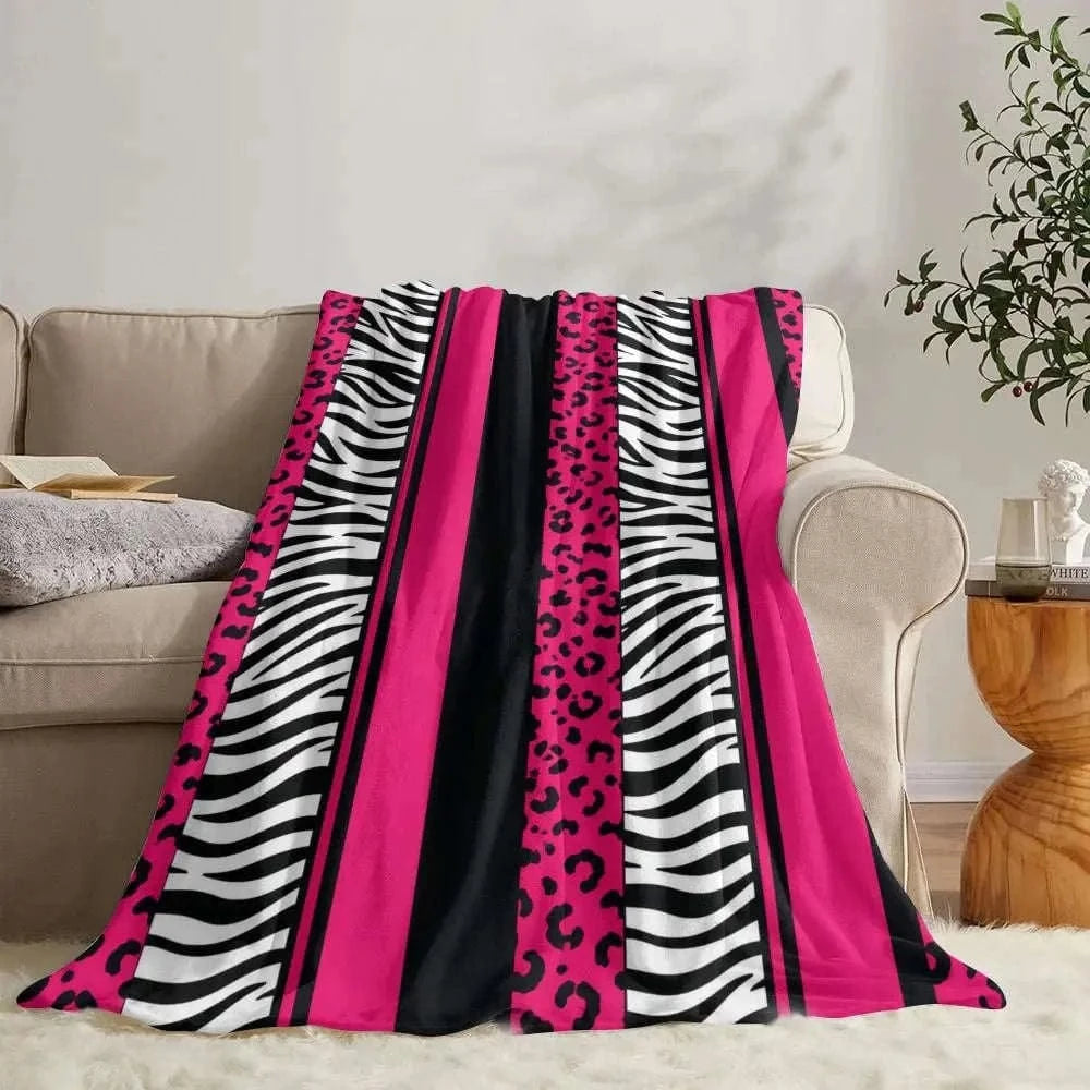 Pink Leopard Print Throw Soft Flannel Throw Summer Blanket Lightweight Cozy Nap Blanket for Sofa Bed Travel Namahfad