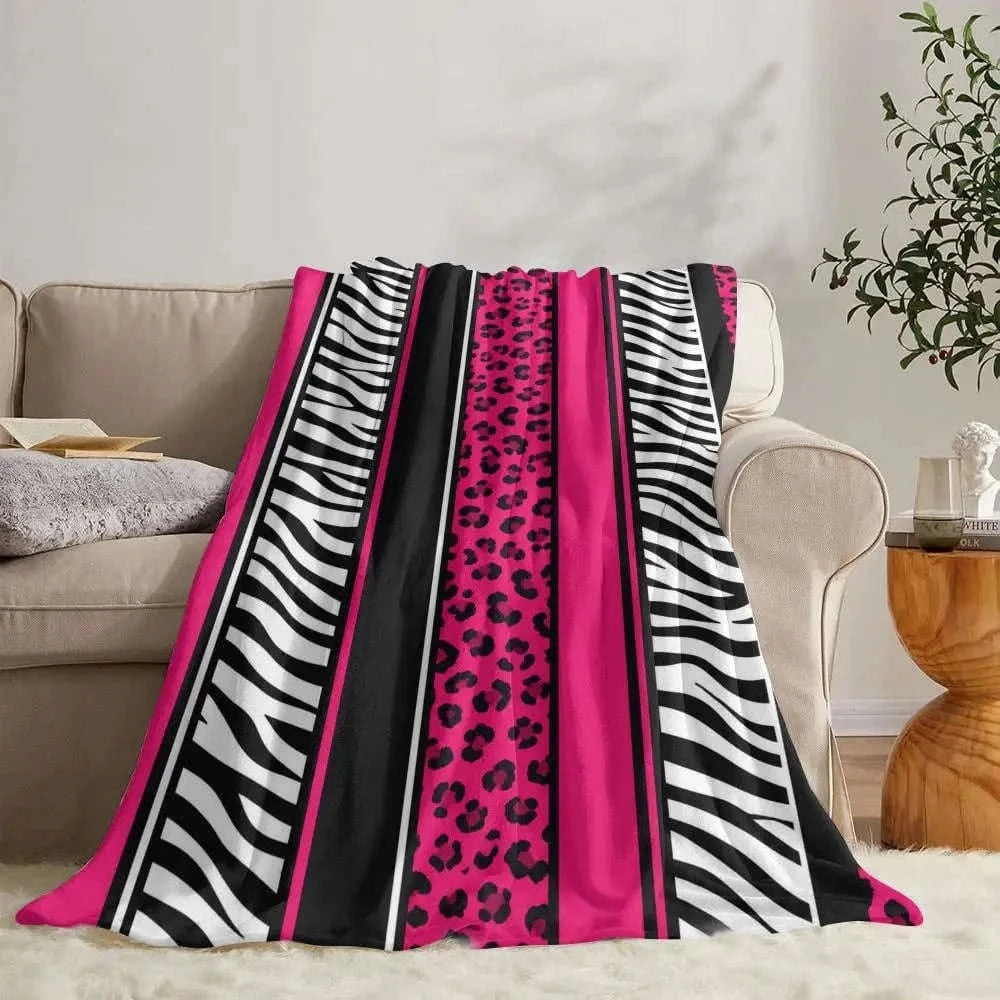 Pink Leopard Print Throw Soft Flannel Throw Summer Blanket Lightweight Cozy Nap Blanket for Sofa Bed Travel Namahfad