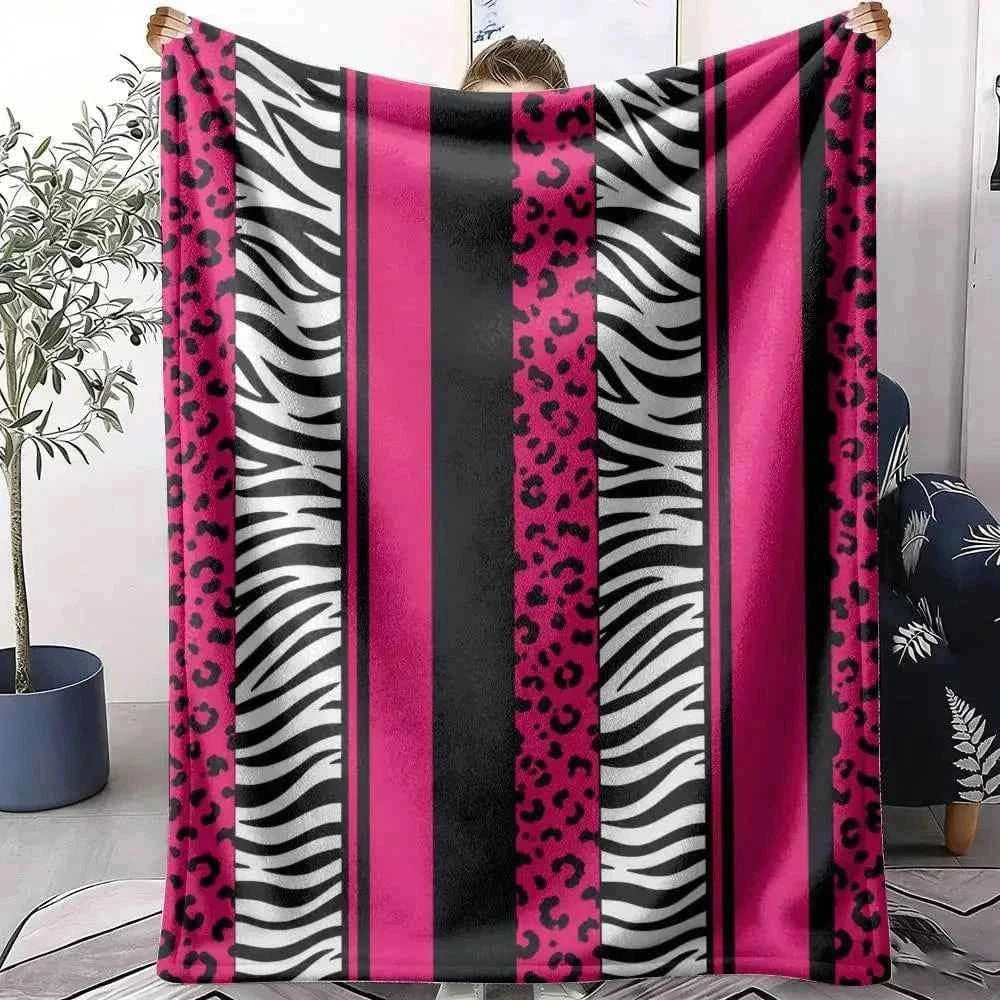 Pink Leopard Print Throw Soft Flannel Throw Summer Blanket Lightweight Cozy Nap Blanket for Sofa Bed Travel