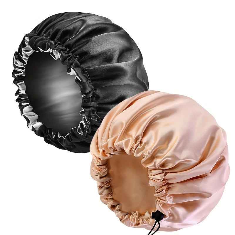 [Adjustable Cap] Double-layer Adjustable Color Dots Sleep Cap | 2pcs Set | Beauty Hair Care Cap | Headscarf | Adjustable