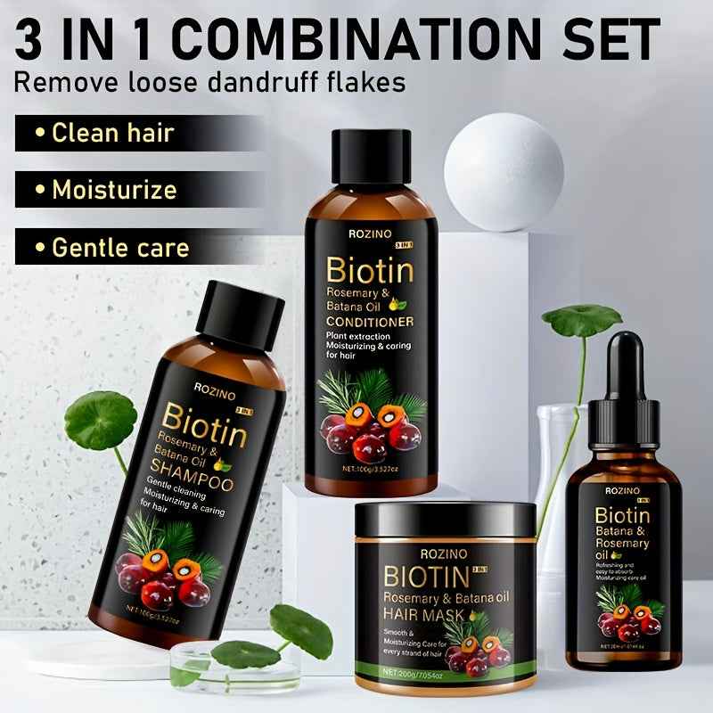 [Essential Oil Hair Mask Set] 4pcs Shampoo, Conditioner, Essential Oil Hair Mask Set | Deep Cleansing & Care, Moisturizing & Nourishing, Long-Lasting Fragrance, Hydration, Smooth Hair, Oil Controlled & Fluffy, All Hair Types