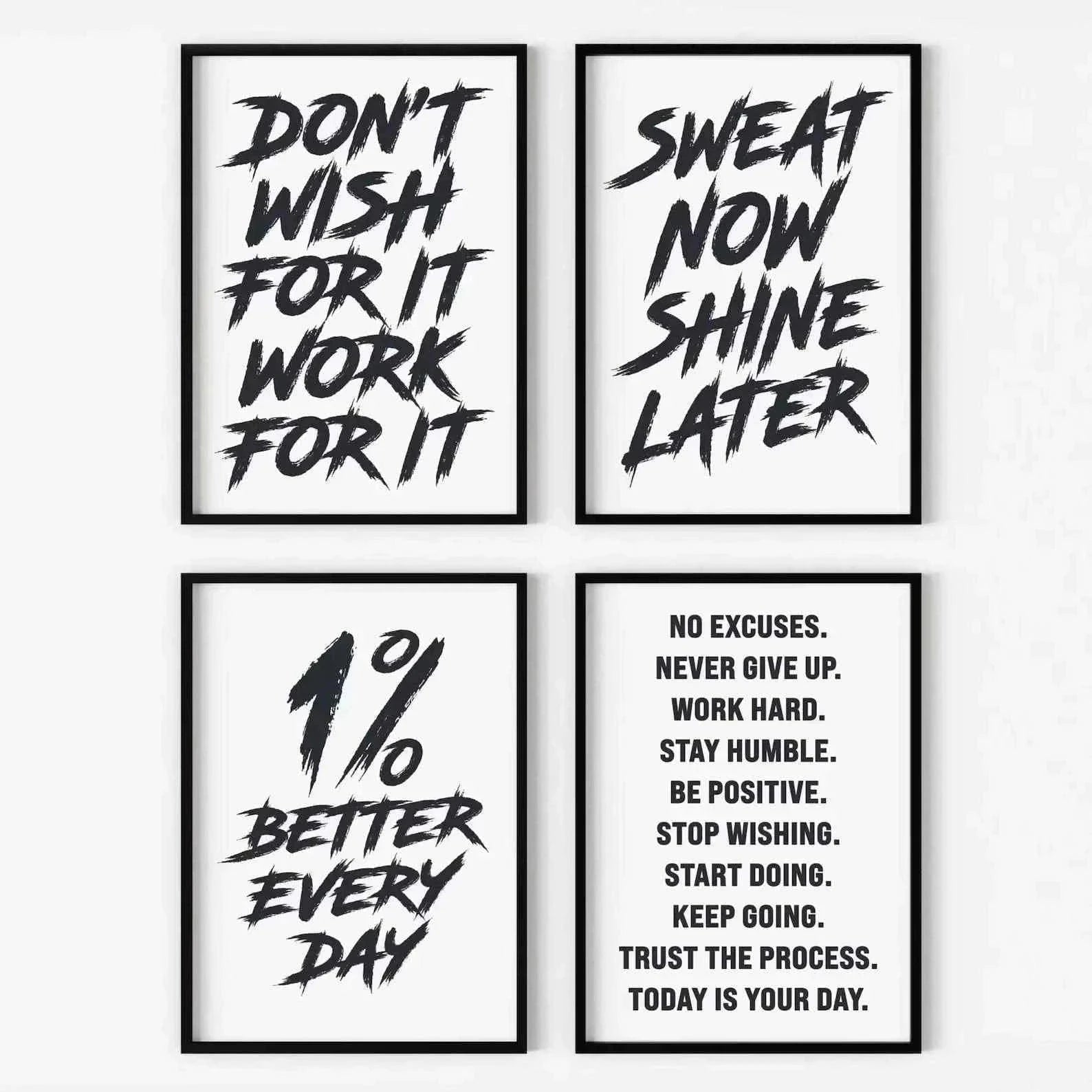 Gym Wall Art Poster Gym Inspirational Poster Home Gym Wall Decoration Gym Slogan Canvas Printing Decorative Painting Frameless