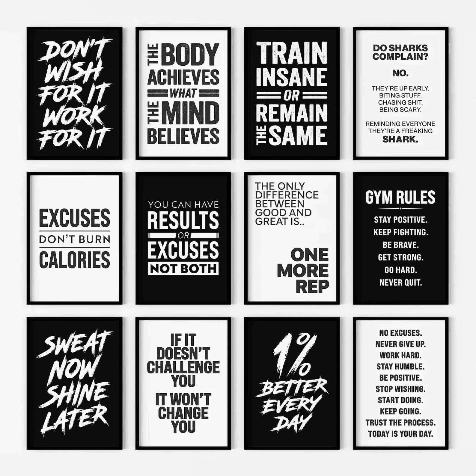Gym Wall Art Poster Gym Inspirational Poster Home Gym Wall Decoration Gym Slogan Canvas Printing Decorative Painting Frameless