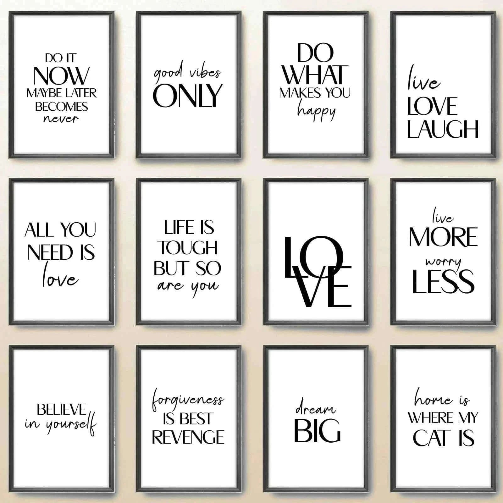 Nordic Inspirational Quotes Posters Modern Cursive Verse Wall Art Canvas Paintings Mural Decor for Living Room Office Decoration