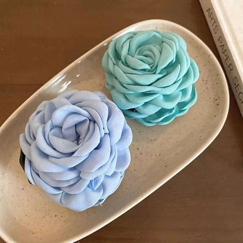 French Romantic Rose Flower Hair Clip Women Elegant Large Shark Clip Hair Claw Ponytail Barrettes Girl Hair Accessories Headwear Namahfad