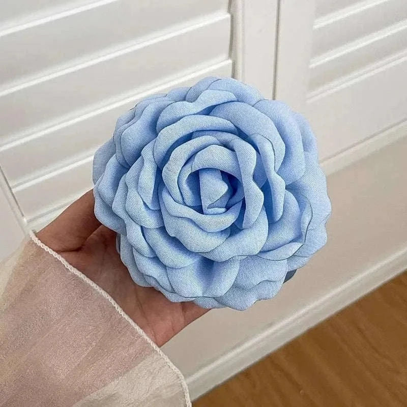 French Romantic Rose Flower Hair Clip Women Elegant Large Shark Clip Hair Claw Ponytail Barrettes Girl Hair Accessories Headwear Namahfad