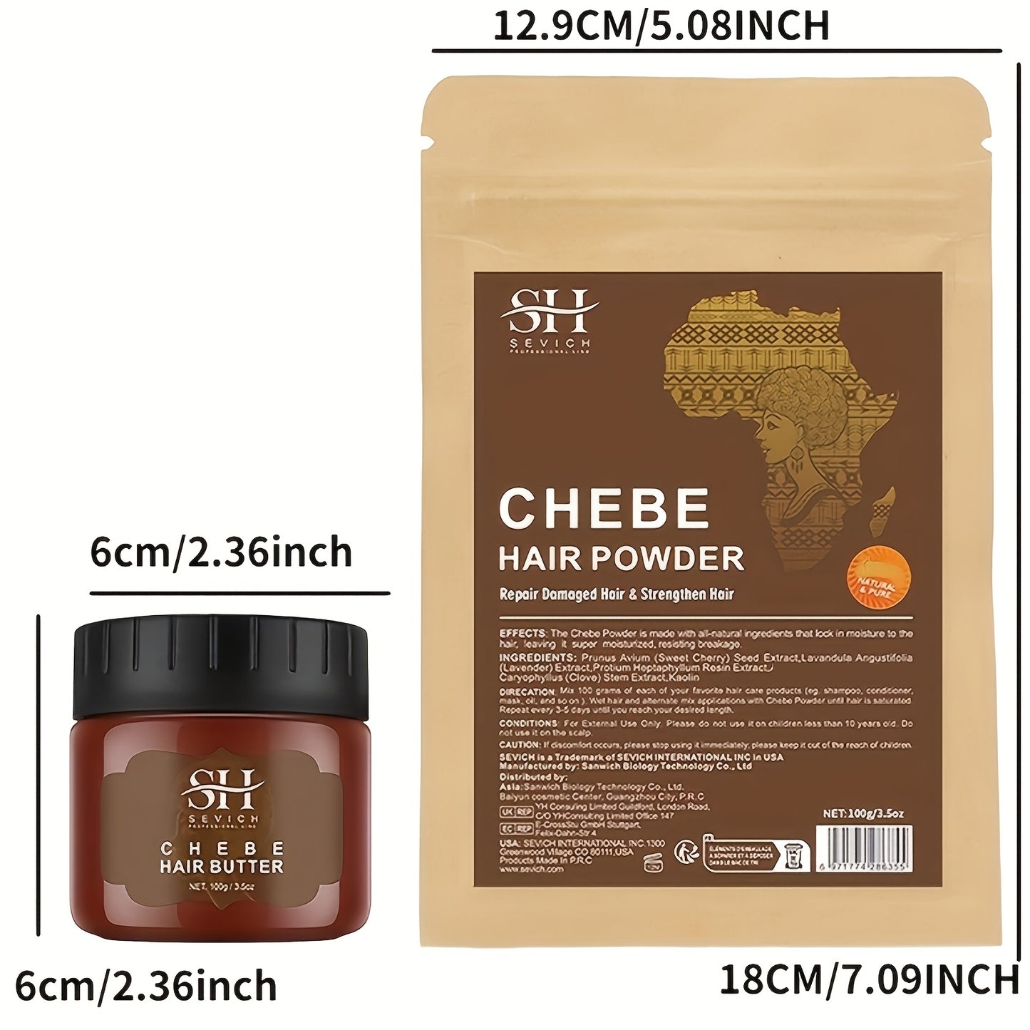 [Chebe Set] African Chebe Powder & Chebe Butter Set for All Hair Types | Fortifies Hair, Hair Care