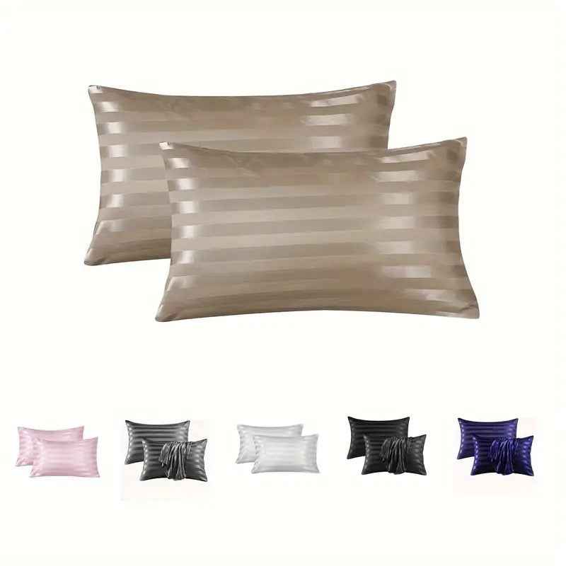 Satin Stripe Envelope Pillowcase – Soft Luxury Bedding for Women