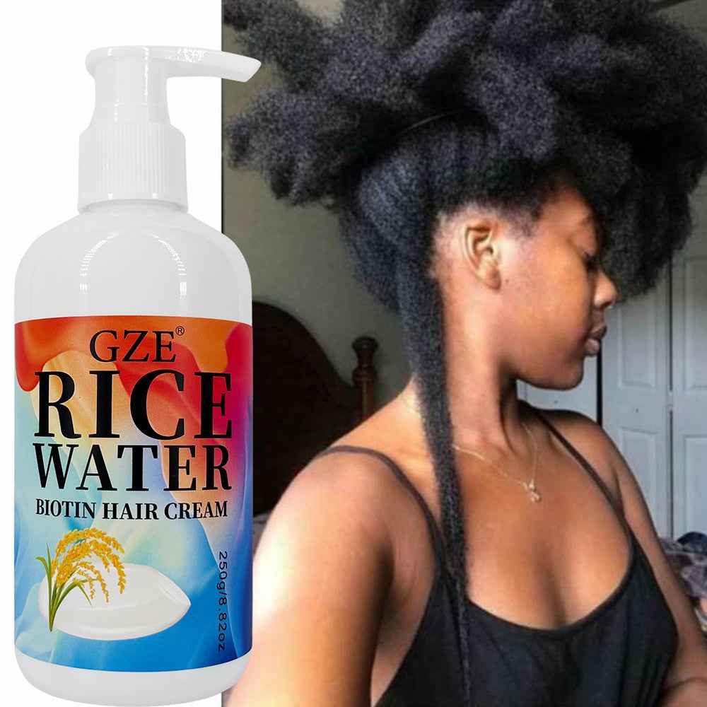 GZE Rice Water Biotin Hair Cream - Strong Hair, Deep Hydrating Moisturizer for All Hair Types, Normal Hair Care|Moisturizing Hair Cream|Natural Ingredients