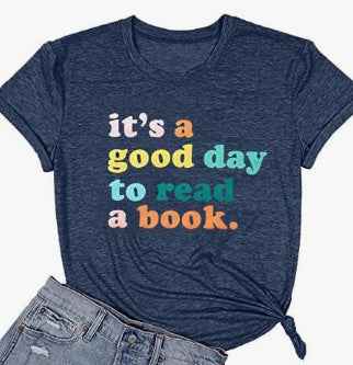 Book Flower Printed Colored Cotton T-shirt