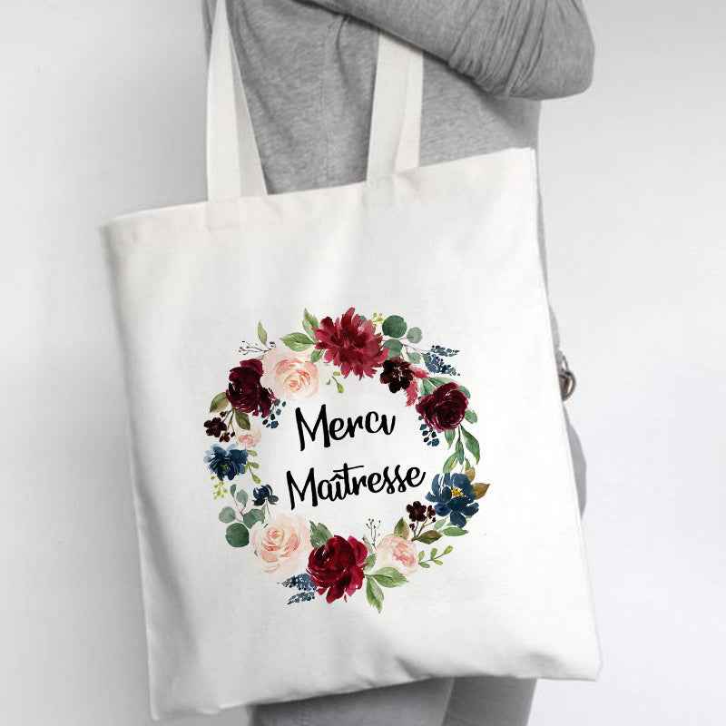 Fashion Personality French Flower Print Canvas Bag