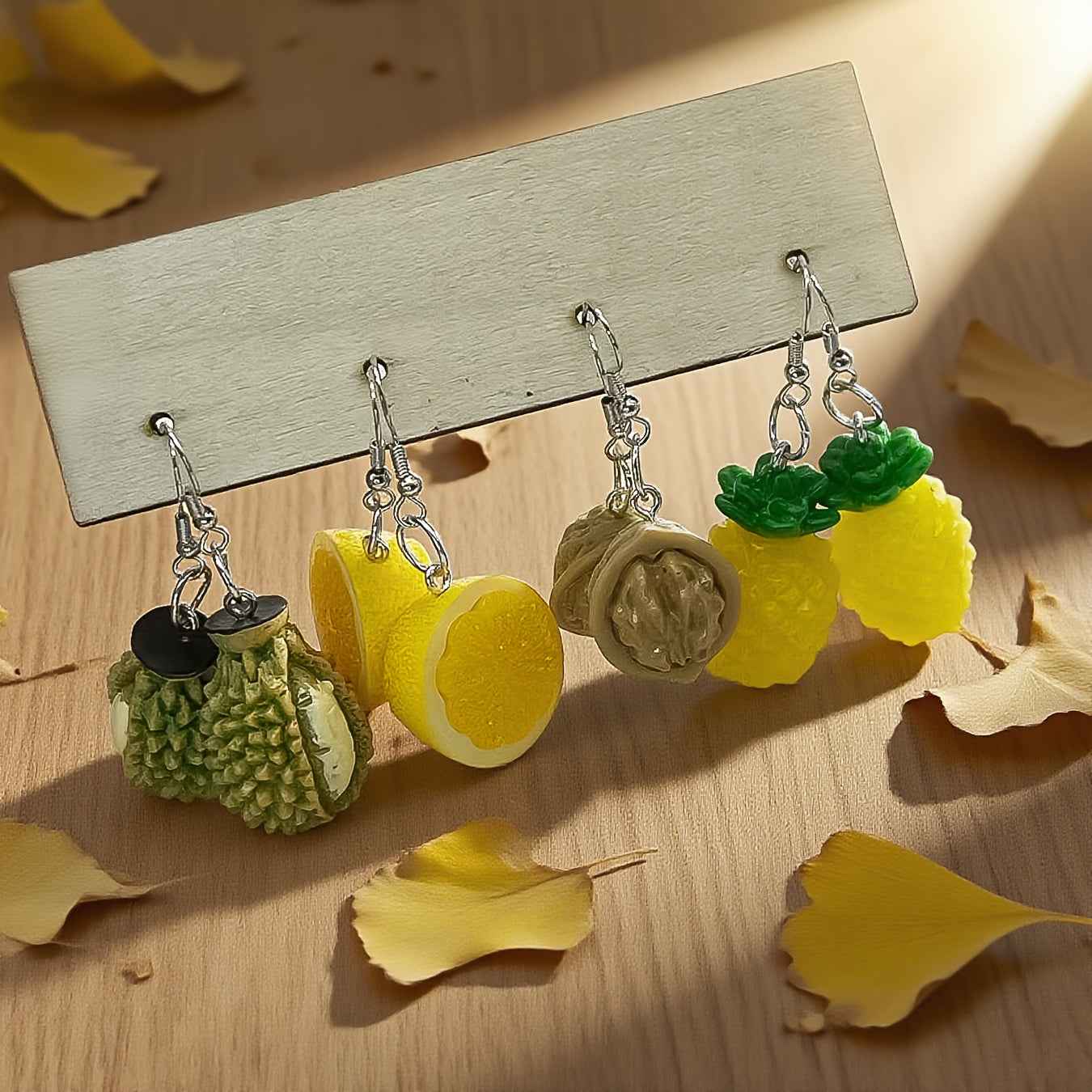 4 Pairs of Cute Resin Watermelon, Lemon, Avocado, and Papaya Funny Pendant Earrings Set for St, Patrick'S Day