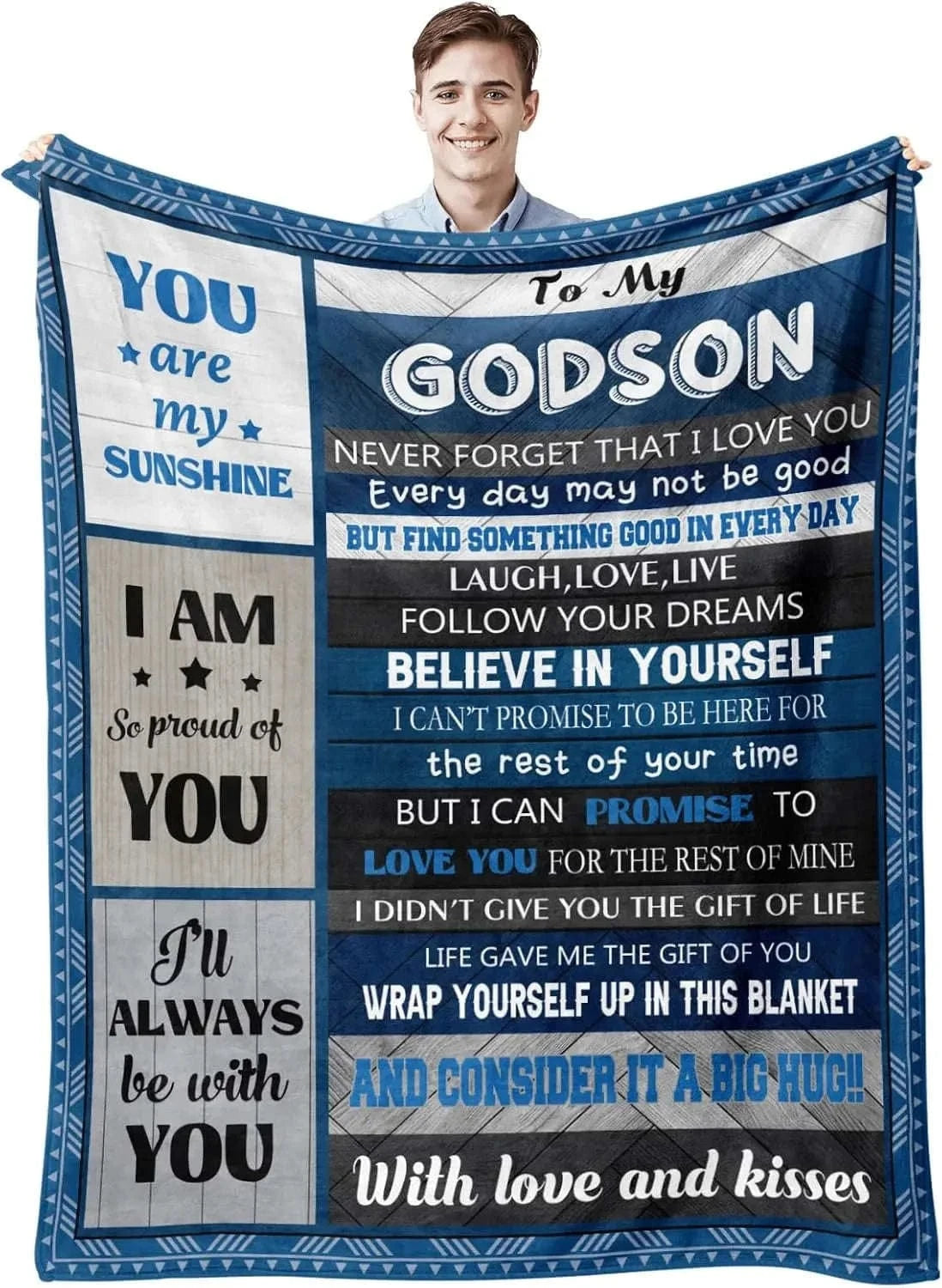 Goddaughter Gifts from Godmother Godfather Godparents for Godson Baptism Gifts for Girl  Boys First 1st Gifts Blanket 60''x50'' Namahfad