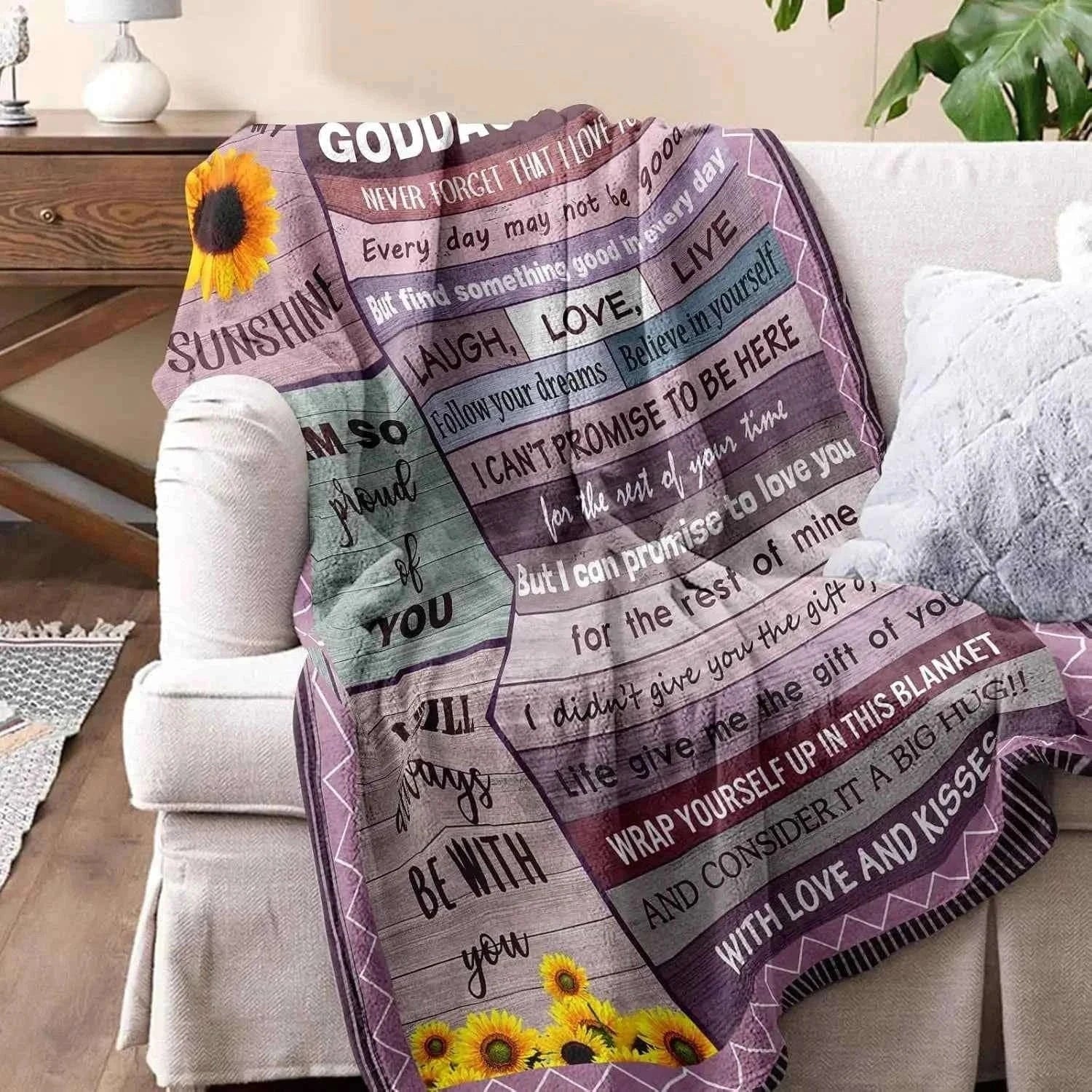 Goddaughter Gifts from Godmother Godfather Godparents for Godson Baptism Gifts for Girl  Boys First 1st Gifts Blanket 60''x50''