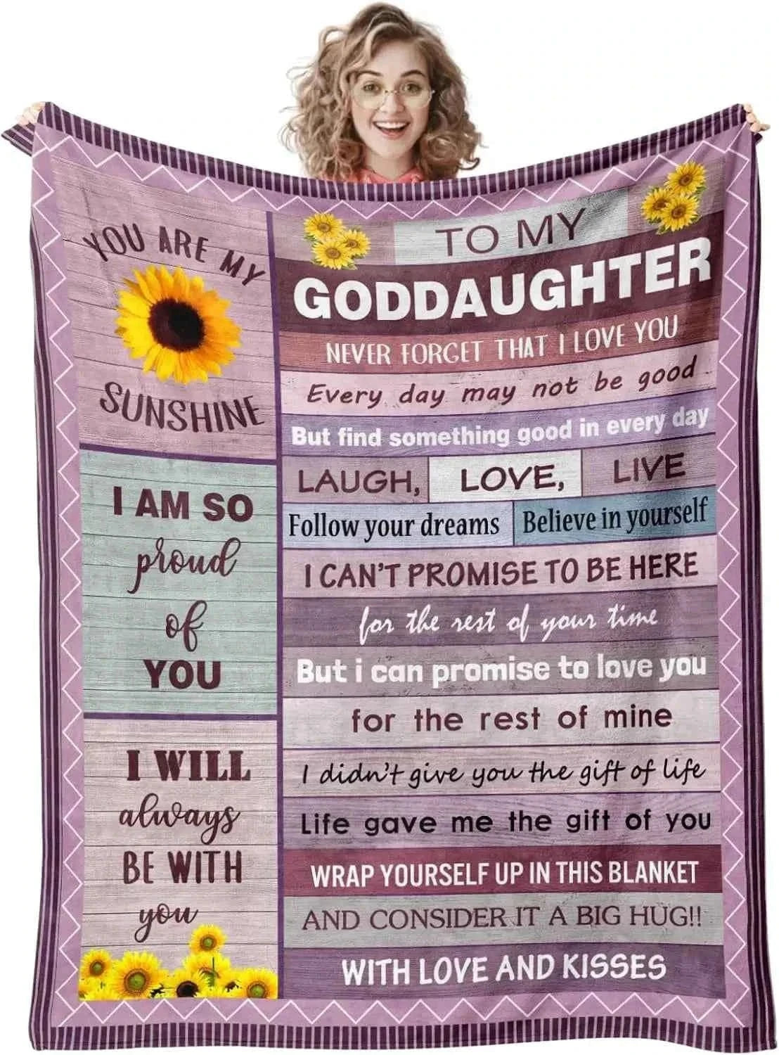Goddaughter Gifts from Godmother Godfather Godparents for Godson Baptism Gifts for Girl  Boys First 1st Gifts Blanket 60''x50''