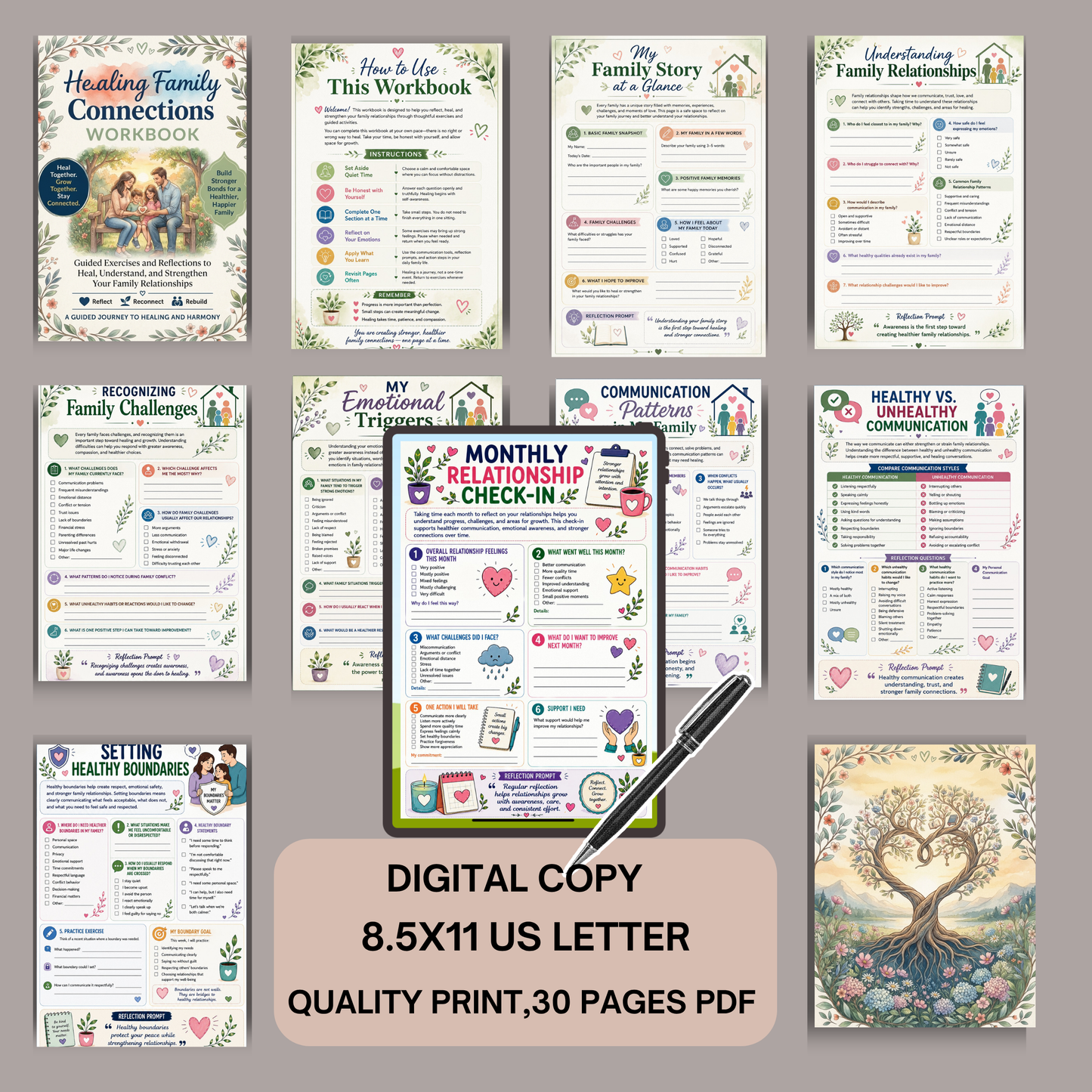 Healing Family Connections Workbook | Digital PDF &amp; Printable Guide