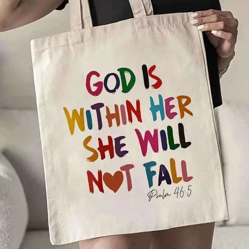 1pc Bible Verse Themed Tote Shopping Bag, Suitable for Daily Use, Shopping, Church, Travel, An Inspirational Gift for Christians
