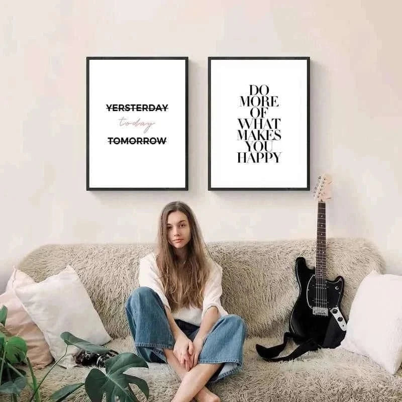 Canvas Painting Quotes Letters Wall Art Kitchen Posters and Prints Ofiice Black and White Wall Pictures for Living Room