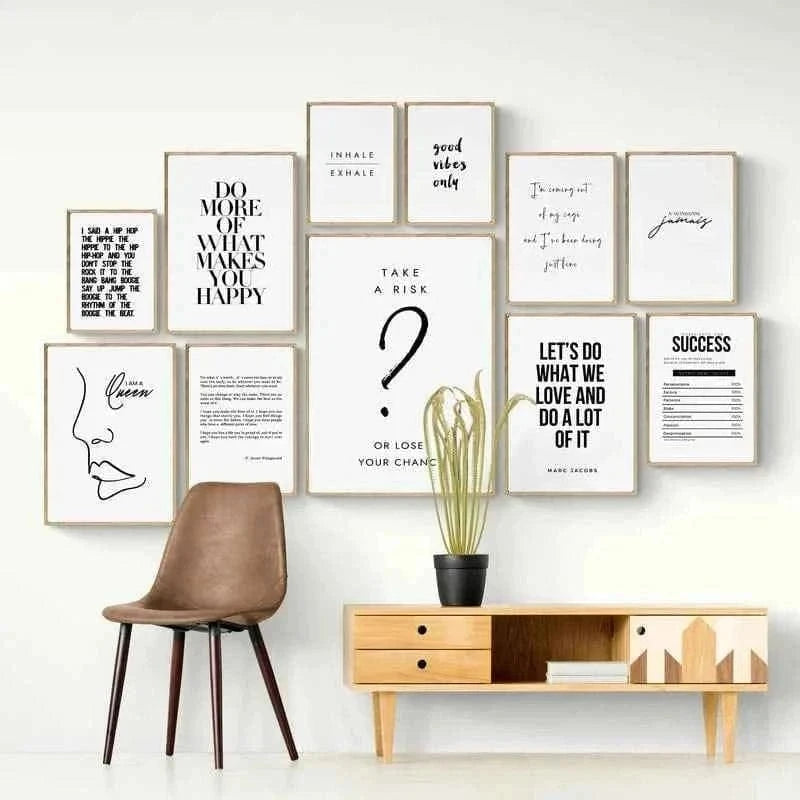 Canvas Painting Quotes Letters Wall Art Kitchen Posters and Prints Ofiice Black and White Wall Pictures for Living Room