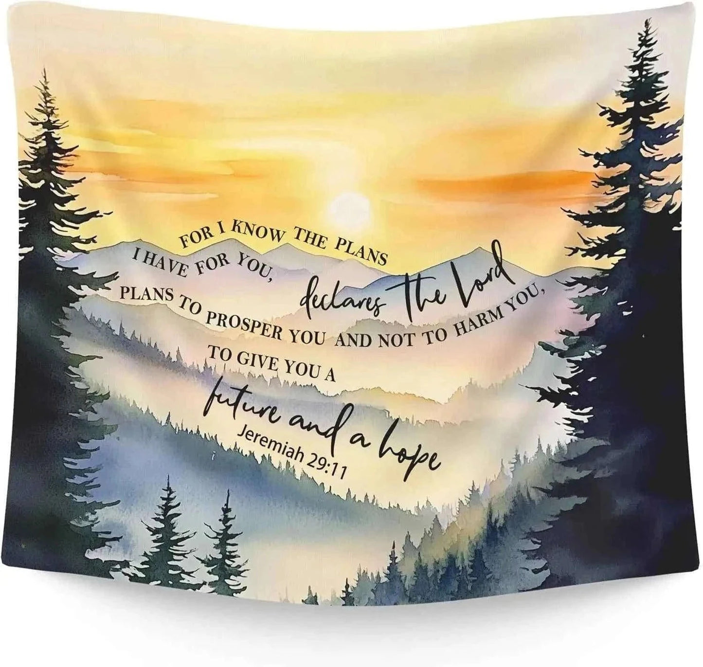Inspirational Scripture Tapestry Jeremiah 29 11 Christian Wall Hanging Forest Mountain Landscape Boho Home Decor Gift Art