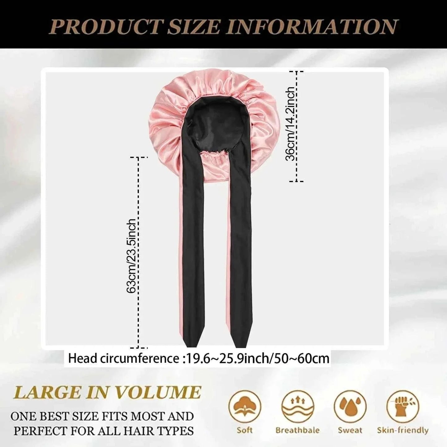 Reversible Faux Satin Sleep Cap, Suitable for Women's Sleep use - Double-Layer and colorful satin sleep cap, adjustable hair cap