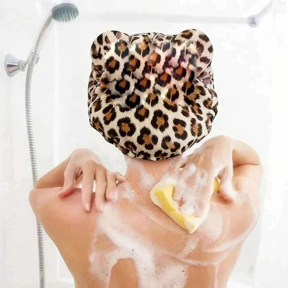 Luxury Leopard Pink Sleep Cap – Satin Lining, Frizz Control, Stretch Fit for Curly Hair