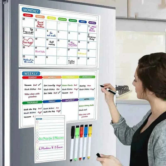 Magnetic Fridge Calendar – Monthly & Weekly Dry Erase Planner Whiteboard - Namahfad