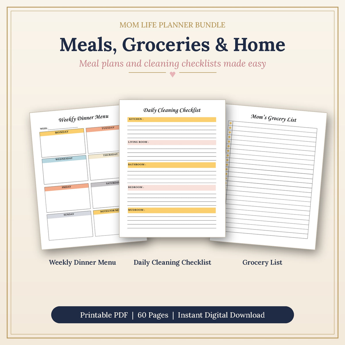 Mom Life Planner Bundle | Printable Daily, Weekly & Monthly Planner (PDF)