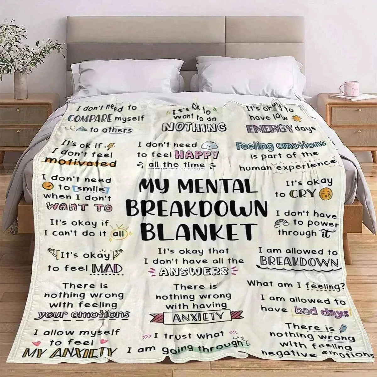 Flannel Blanket My Mental Breakdown Blanket Printed for Kids Bedroom Decoration Warm Soft Comfertable Blanket for Sofa Chair