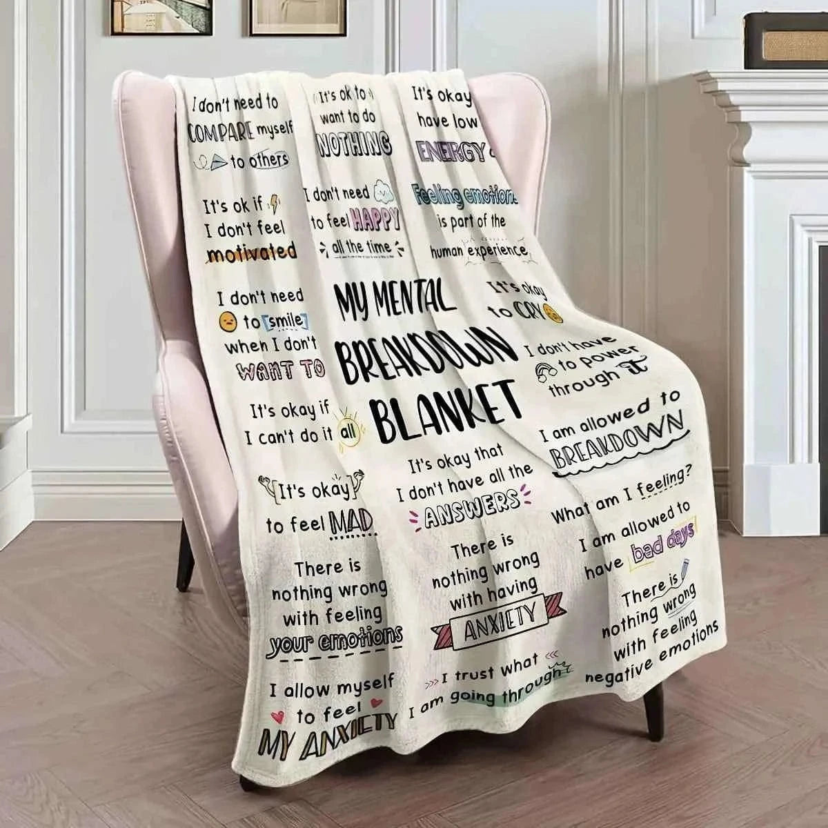Flannel Blanket My Mental Breakdown Blanket Printed for Kids Bedroom Decoration Warm Soft Comfertable Blanket for Sofa Chair