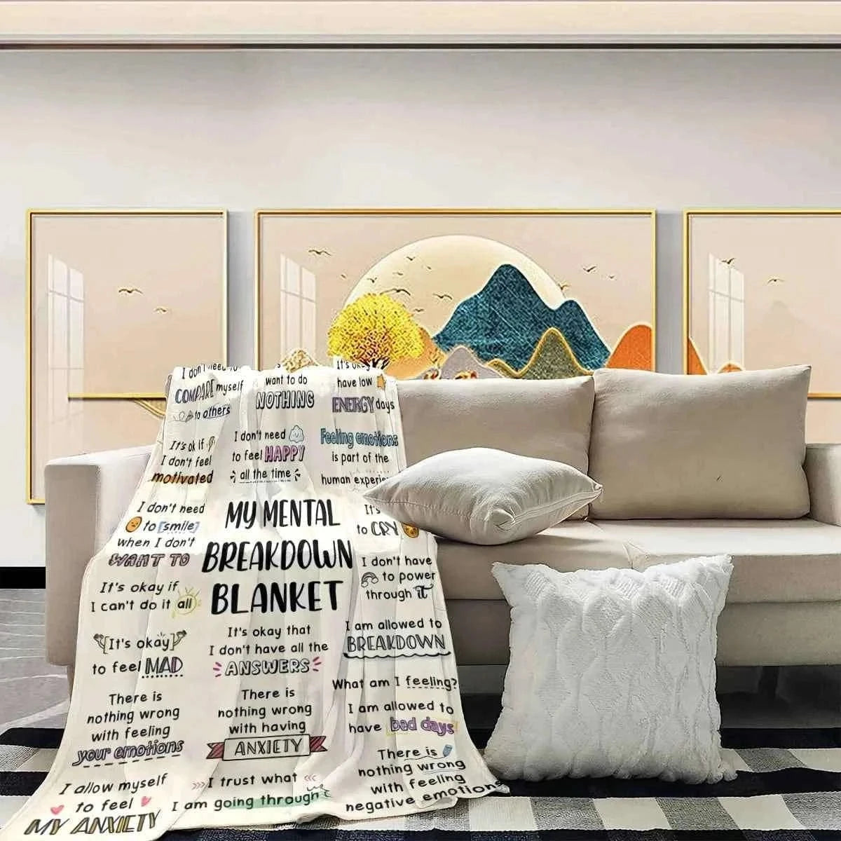 Flannel Blanket My Mental Breakdown Blanket Printed for Kids Bedroom Decoration Warm Soft Comfertable Blanket for Sofa Chair