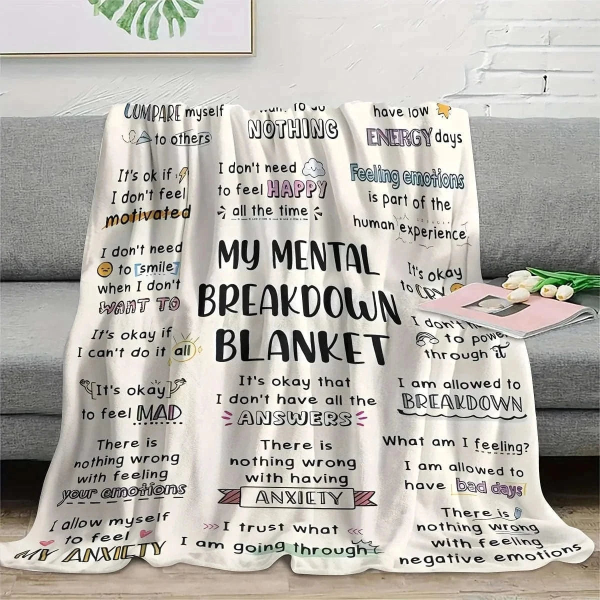 Flannel Blanket My Mental Breakdown Blanket Printed for Kids Bedroom Decoration Warm Soft Comfertable Blanket for Sofa Chair Namahfad