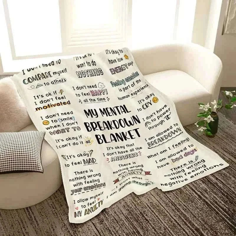 Flannel Blanket My Mental Breakdown Blanket Printed for Kids Bedroom Decoration Warm Soft Comfertable Blanket for Sofa Chair