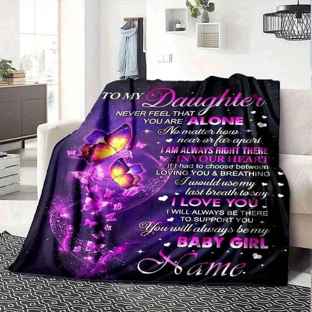 1pc Personalized Custom Name "to My Daughter" Flannel Blanket Heartfelt Message Soft for Bed Sofa Travel Daughter Gifts From Mom