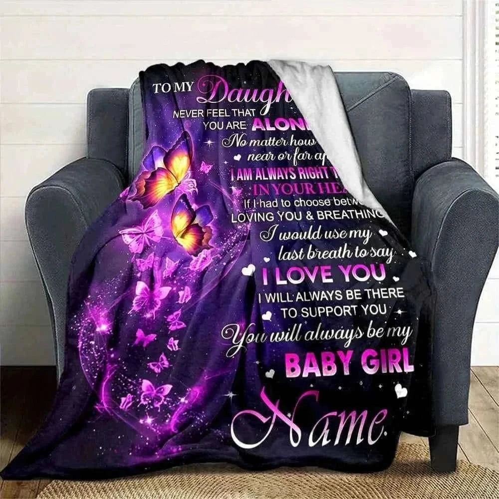 1pc Personalized Custom Name "to My Daughter" Flannel Blanket Heartfelt Message Soft for Bed Sofa Travel Daughter Gifts From Mom