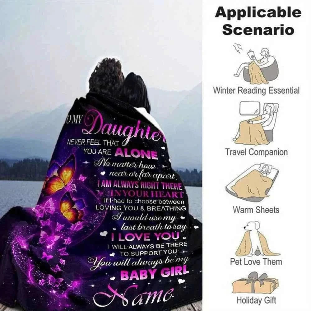 1pc Personalized Custom Name "to My Daughter" Flannel Blanket Heartfelt Message Soft for Bed Sofa Travel Daughter Gifts From Mom